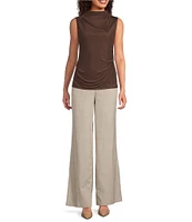 Calvin Klein Mesh Knit Mock Neck Sleeveless Fitted Top