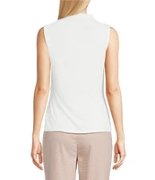 Calvin Klein Mesh Knit Mock Neck Sleeveless Fitted Top