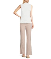 Calvin Klein Mesh Knit Mock Neck Sleeveless Fitted Top