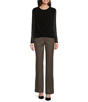 Calvin Klein Mesh Long Sleeve Crew Neck Faux-Wrap Top