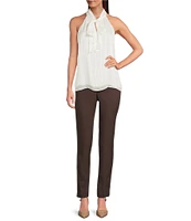 Calvin Klein Metallic Knit Tie Neck Sleeveless Flowy Top