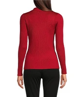 Calvin Klein Metallic Knit V-Neck Long Sleeve Top