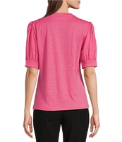 Calvin Klein Mixed Media Short Puff Sleeve Top