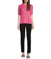 Calvin Klein Mixed Media Short Puff Sleeve Top