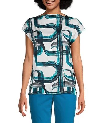 Calvin Klein Mock Neck Short Sleeve Blouse