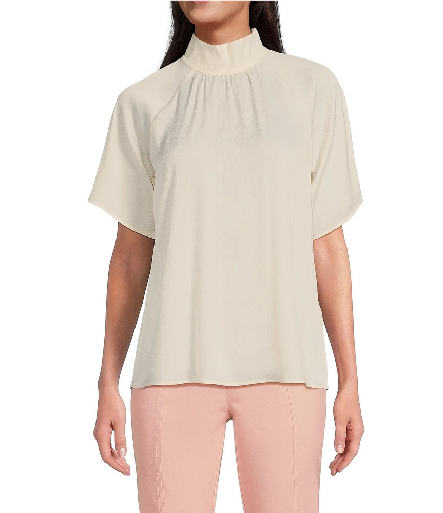 Calvin Klein Mock Neck Short Sleeve Blouse