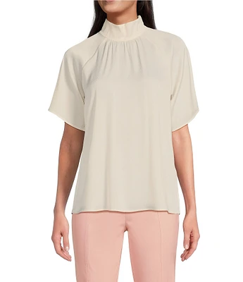 Calvin Klein Mock Neck Short Sleeve Blouse