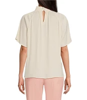 Calvin Klein Mock Neck Short Sleeve Blouse