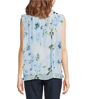 Calvin Klein Mock Neck Sleeveless Novelty Printed Top