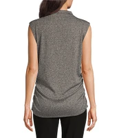 Calvin Klein Mock Neck Sleeveless Ruched Top