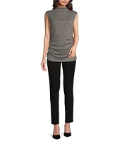 Calvin Klein Mock Neck Sleeveless Ruched Top