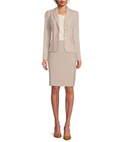 Calvin Klein Notch-Collar Long Sleeve Padded Shoulder Luxe Stretch Coordinating Jacket