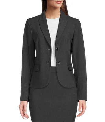 Calvin Klein Notch-Collar Long Sleeve Padded Shoulder Luxe Stretch Coordinating Jacket