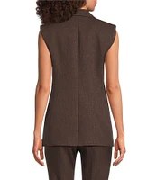 Calvin Klein Novelty Peak Lapel Collar Sleeveless Double Breasted Vest