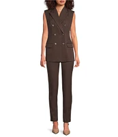 Calvin Klein Novelty Peak Lapel Collar Sleeveless Double Breasted Vest