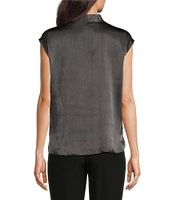 Calvin Klein Novelty Shine Cap Sleeve Faux Wrap Blouse