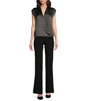 Calvin Klein Novelty Shine Cap Sleeve Faux Wrap Blouse