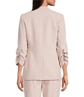Calvin Klein Novelty Stand Collar 3/4 Sleeve One-Button Front Jacket