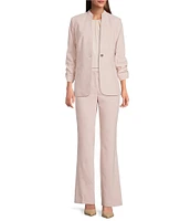 Calvin Klein Novelty Stand Collar 3/4 Sleeve One-Button Front Jacket