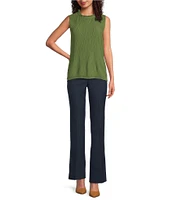 Calvin Klein Novelty Textured Ruffle Mock Neck Sleeveless Top