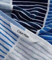 Calvin Klein Outdoor Collection Blocked Striped Cotton 2-Piece Beach Towel Set