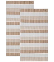 Calvin Klein Outdoor Collection Blocked Striped Cotton 2-Piece Beach Towel Set