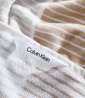 Calvin Klein Outdoor Collection Blocked Striped Cotton 2-Piece Beach Towel Set