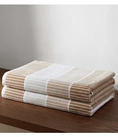 Calvin Klein Outdoor Collection Blocked Striped Cotton 2-Piece Beach Towel Set