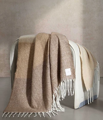 Calvin Klein Oversized Faux Mohair Ombre Yarn Dyed Throw Blanket