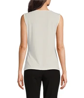 Calvin Klein Pebble Crepe Sleeveless Asymmetrical Neck Top