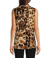 Calvin Klein Petite Size Leopard Print Knit Jersey V-Neck Sleeveless Cami