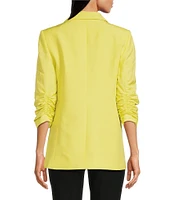 Calvin Klein Petite Size Linen Blend Notch Lapel Collar 3/4 Scrunch Sleeve One-Button Front Jacket