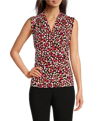 Calvin Klein Petite Size Printed Matte Jersey V-Neck Sleeveless Top