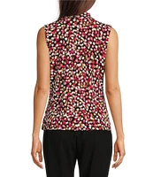 Calvin Klein Petite Size Printed Matte Jersey V-Neck Sleeveless Top