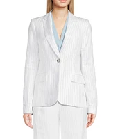 Calvin Klein Pinstripe Linen Blend One-Button Blazer