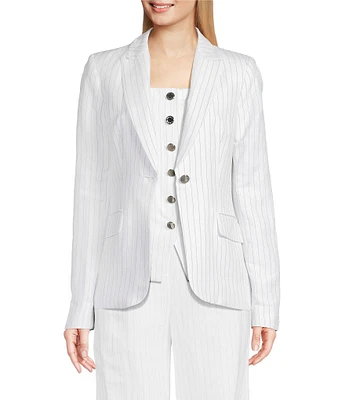 Calvin Klein Pinstripe Linen Blend One-Button Blazer