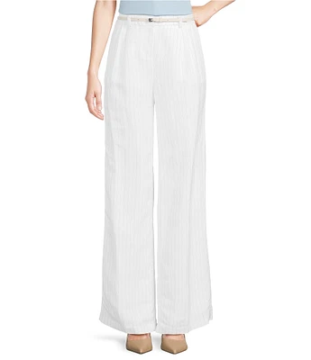 Calvin Klein Pinstripe Linen Blend Pants