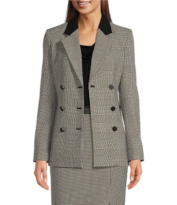 Calvin Klein Plaid 6-Button Notch Lapel Long Sleeve Jacket