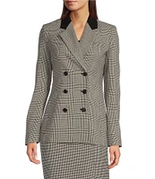 Calvin Klein Plaid 6-Button Notch Lapel Long Sleeve Jacket