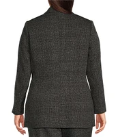 Calvin Klein Plus Size Cotton-Blend Shawl Collar Long Sleeve Open Front Herringbone Jacket