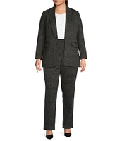 Calvin Klein Plus Size Cotton-Blend Shawl Collar Long Sleeve Open Front Herringbone Jacket