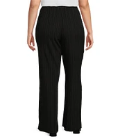 Calvin Klein Plus Size Crinkle Solid Flat Front Straight Leg Pull-On Pants