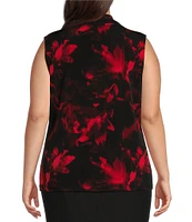 Calvin Klein Plus Size Knit Stretch Floral V-Neck Sleeveless Cami Top