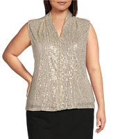 Calvin Klein Plus Size Knit V-Neck Sleeveless Allover Sequin Cami Top