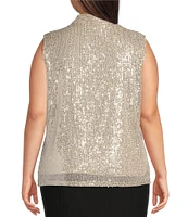 Calvin Klein Plus Size Knit V-Neck Sleeveless Allover Sequin Cami Top