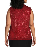 Calvin Klein Plus Size Knit V-Neck Sleeveless Allover Sequin Cami Top