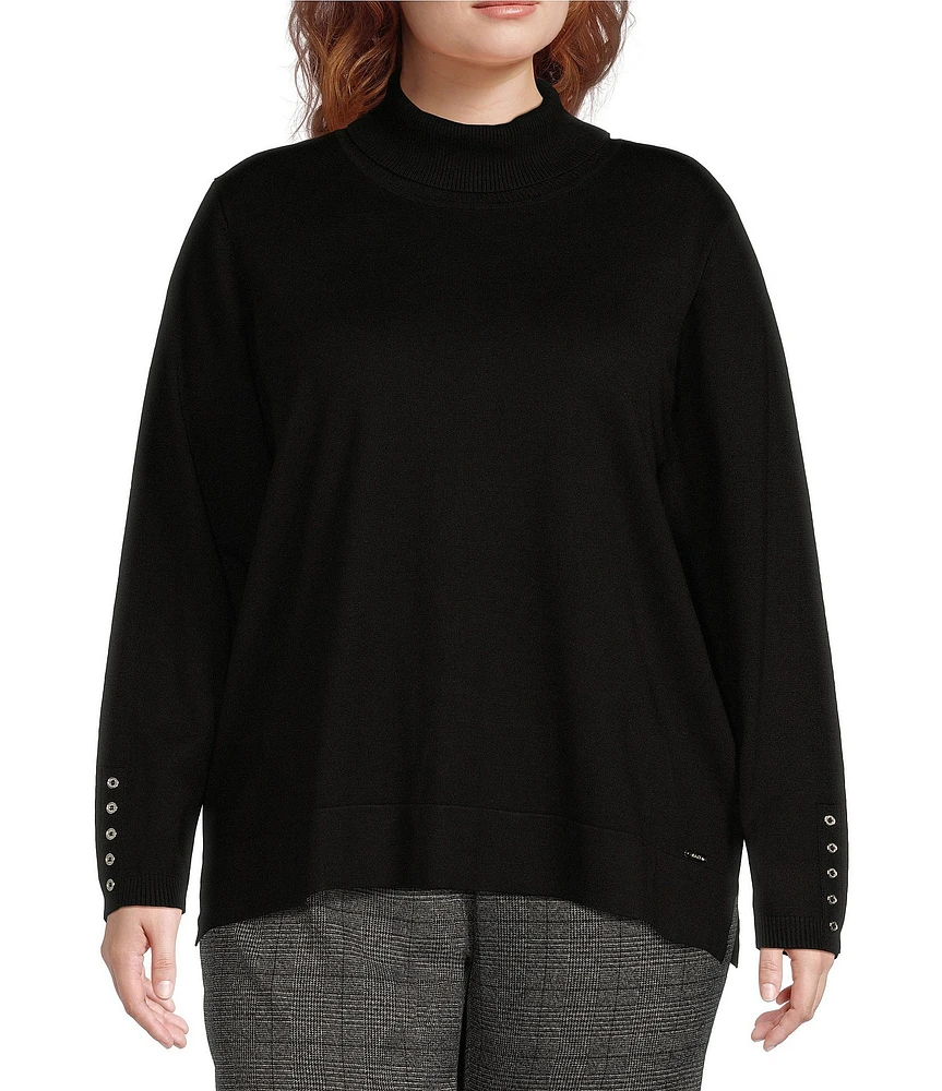 Calvin Klein Plus Size Solid Turtle Neck Long Sleeve Sweater