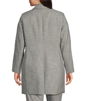 Calvin Klein Plus Size Stretch Heathered Woven Notch Lapel Collar Long Sleeve One-Button Long Jacket