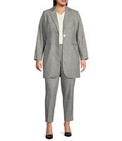 Calvin Klein Plus Size Stretch Heathered Woven Notch Lapel Collar Long Sleeve One-Button Long Jacket