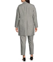 Calvin Klein Plus Size Stretch Heathered Woven Notch Lapel Collar Long Sleeve One-Button Long Jacket